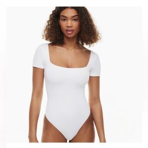 Aritzia White Bodysuit contour squared-neck